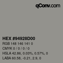 Color code: HEX #94928D00 | qconv.com