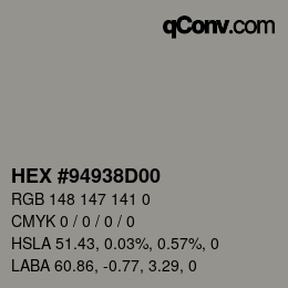Color code: HEX #94938D00 | qconv.com