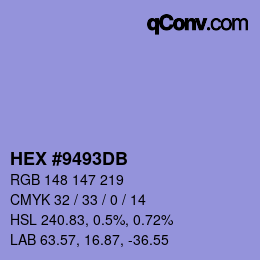 カラーコード: HEX #9493DB | qconv.com