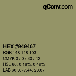 カラーコード: HEX #949467 | qconv.com