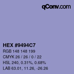 Color code: HEX #9494C7 | qconv.com
