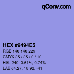 Farbcode: HEX #9494E5 | qconv.com