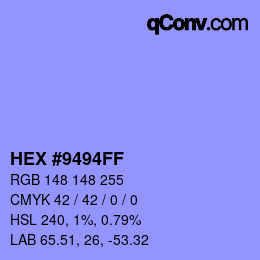 Color code: HEX #9494FF | qconv.com