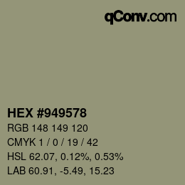 Farbcode: HEX #949578 | qconv.com