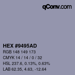 Color code: HEX #9495AD | qconv.com