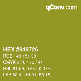 颜色代码: HEX #949726 | qconv.com