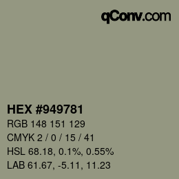 カラーコード: HEX #949781 | qconv.com