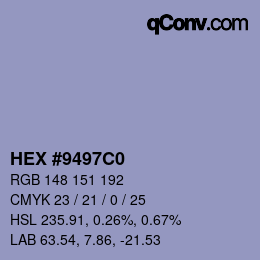 Farbcode: HEX #9497C0 | qconv.com