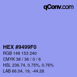 Color code: HEX #9499F0 | qconv.com