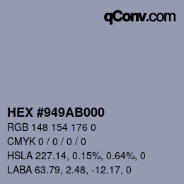 Farbcode: HEX #949AB000 | qconv.com