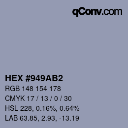 颜色代码: HEX #949AB2 | qconv.com