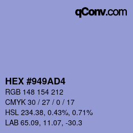 カラーコード: HEX #949AD4 | qconv.com