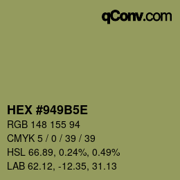Color code: HEX #949B5E | qconv.com