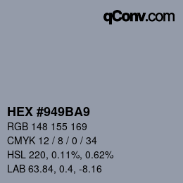Farbcode: HEX #949BA9 | qconv.com