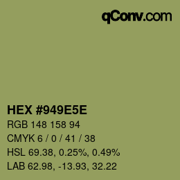 Color code: HEX #949E5E | qconv.com