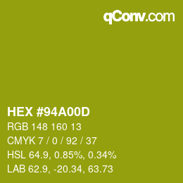 颜色代码: HEX #94A00D | qconv.com