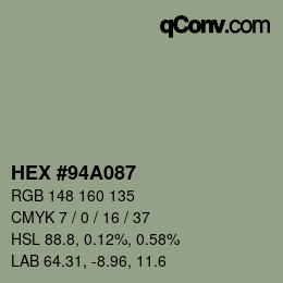 カラーコード: HEX #94A087 | qconv.com