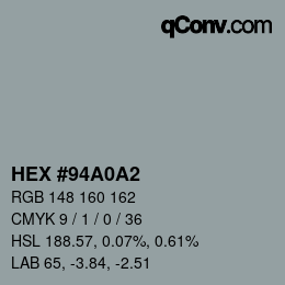 カラーコード: HEX #94A0A2 | qconv.com
