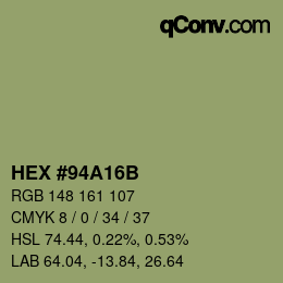 Color code: HEX #94A16B | qconv.com