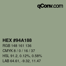 Farbcode: HEX #94A188 | qconv.com