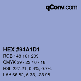 Farbcode: HEX #94A1D1 | qconv.com