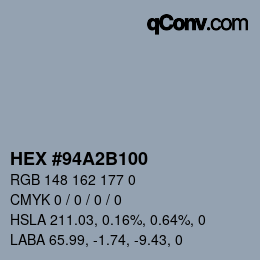 Color code: HEX #94A2B100 | qconv.com
