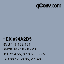 Color code: HEX #94A2B5 | qconv.com