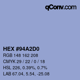 Color code: HEX #94A2D0 | qconv.com