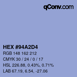 カラーコード: HEX #94A2D4 | qconv.com