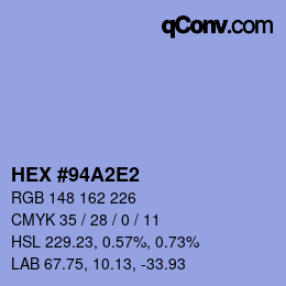 颜色代码: HEX #94A2E2 | qconv.com