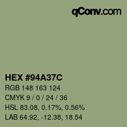 Color code: HEX #94A37C | qconv.com