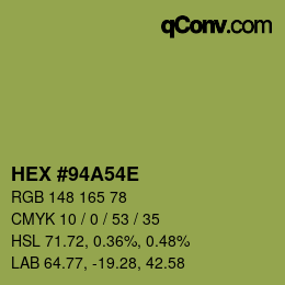 Color code: HEX #94A54E | qconv.com