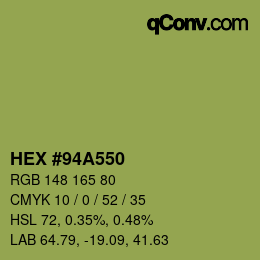 Farbcode: HEX #94A550 | qconv.com