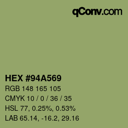 Farbcode: HEX #94A569 | qconv.com
