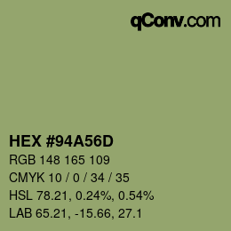 Color code: HEX #94A56D | qconv.com