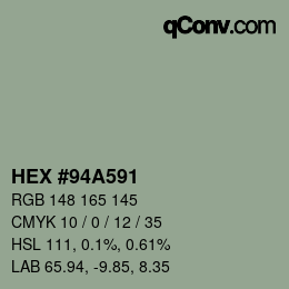 カラーコード: HEX #94A591 | qconv.com
