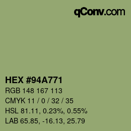 颜色代码: HEX #94A771 | qconv.com