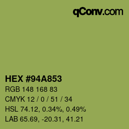 Color code: HEX #94A853 | qconv.com