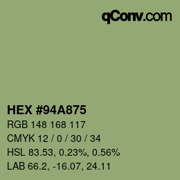 Farbcode: HEX #94A875 | qconv.com