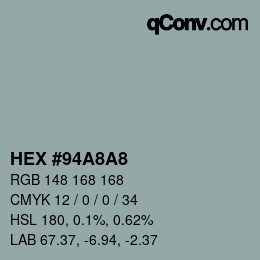 カラーコード: HEX #94A8A8 | qconv.com
