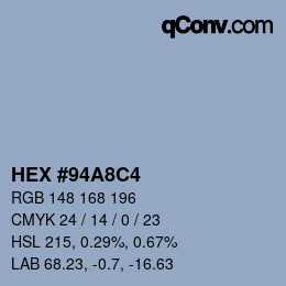 Color code: HEX #94A8C4 | qconv.com