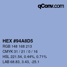 Color code: HEX #94A8D5 | qconv.com