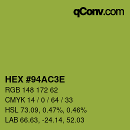 Color code: HEX #94AC3E | qconv.com