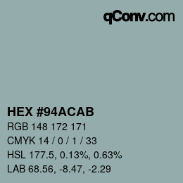 Color code: HEX #94ACAB | qconv.com