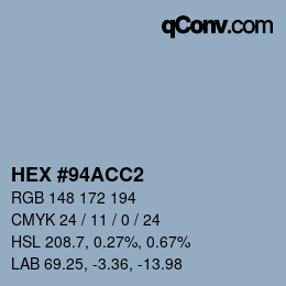 Color code: HEX #94ACC2 | qconv.com