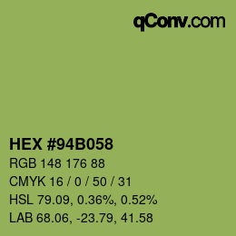 Color code: HEX #94B058 | qconv.com