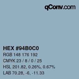 Color code: HEX #94B0C0 | qconv.com