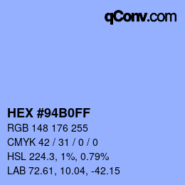 Color code: HEX #94B0FF | qconv.com