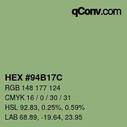 颜色代码: HEX #94B17C | qconv.com