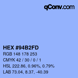 Color code: HEX #94B2FD | qconv.com